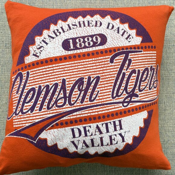 Clemson University Tigers handmade reworked t-shirt 16" pillow cover dorm decor - Picture 8 of 10